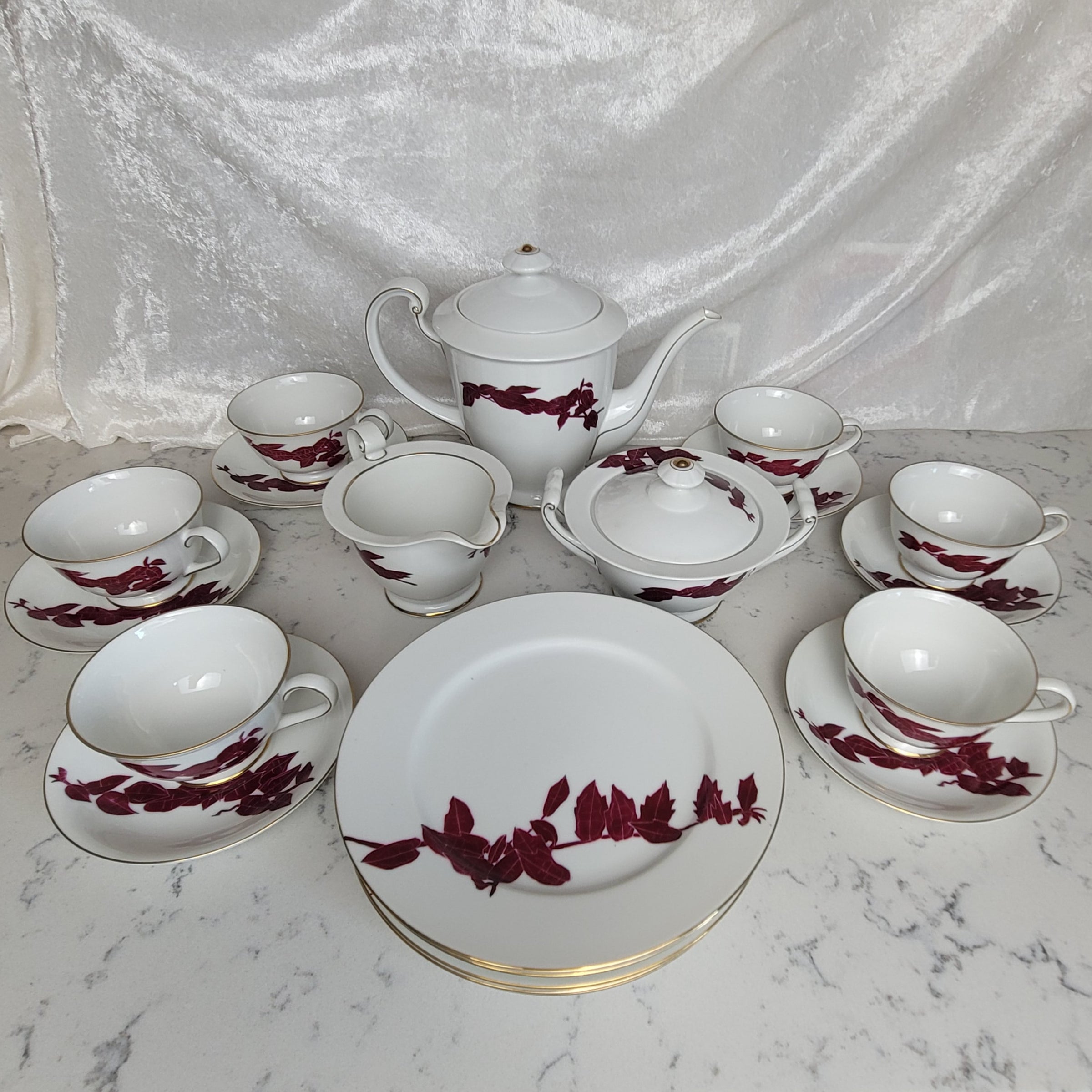 Vintage Hand Painted Koran China Tea Set and Plates