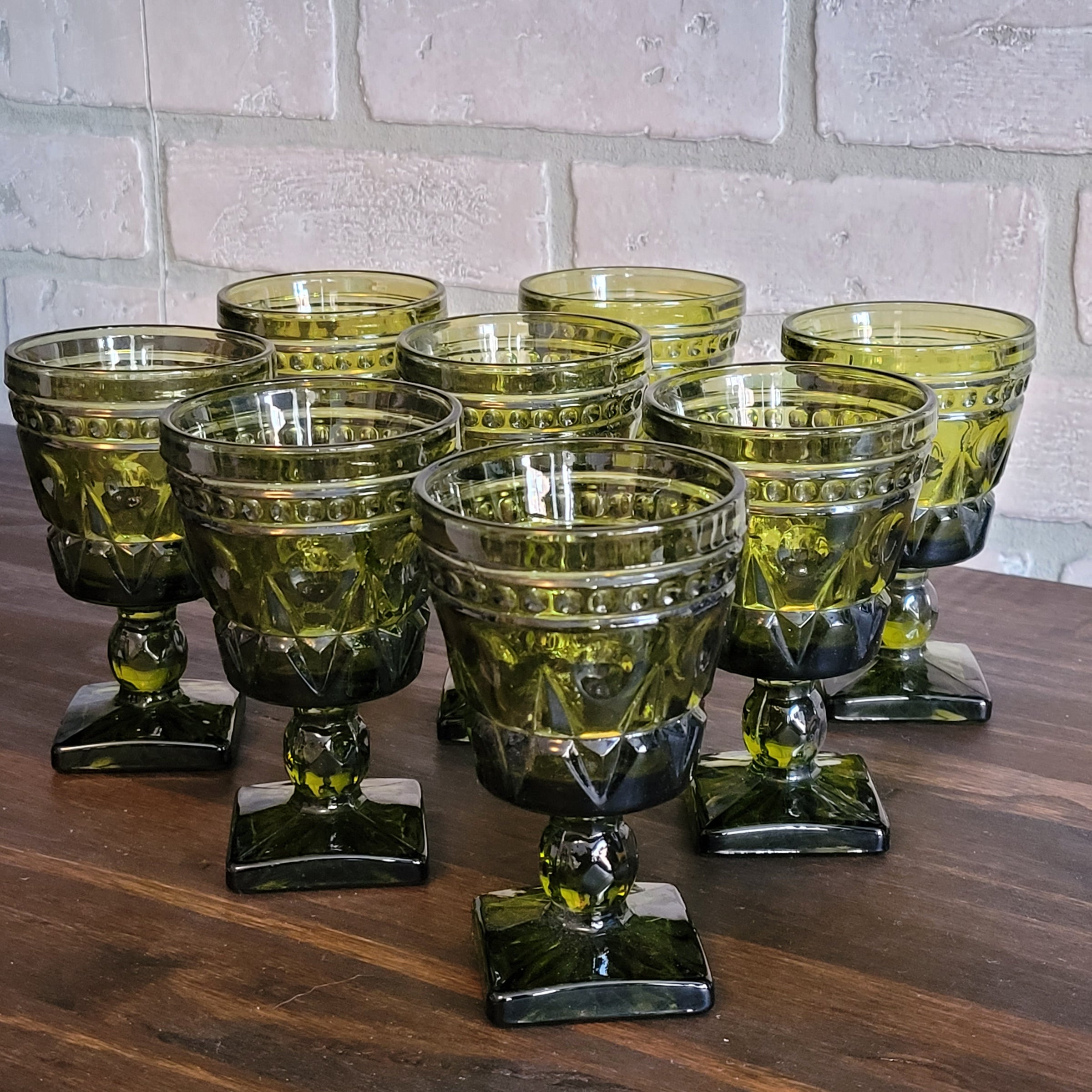 Vintage Green Glass Wine Glasses Set of 8 at 1stDibs